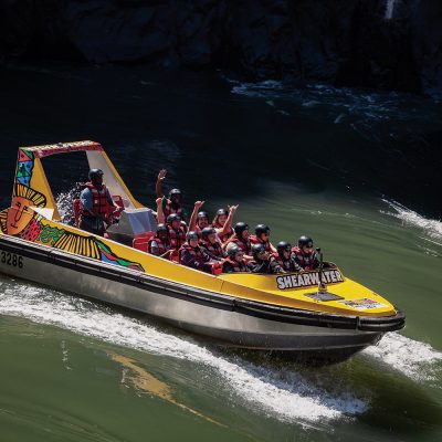 A picture of a Jet-boat on the Zambezi river